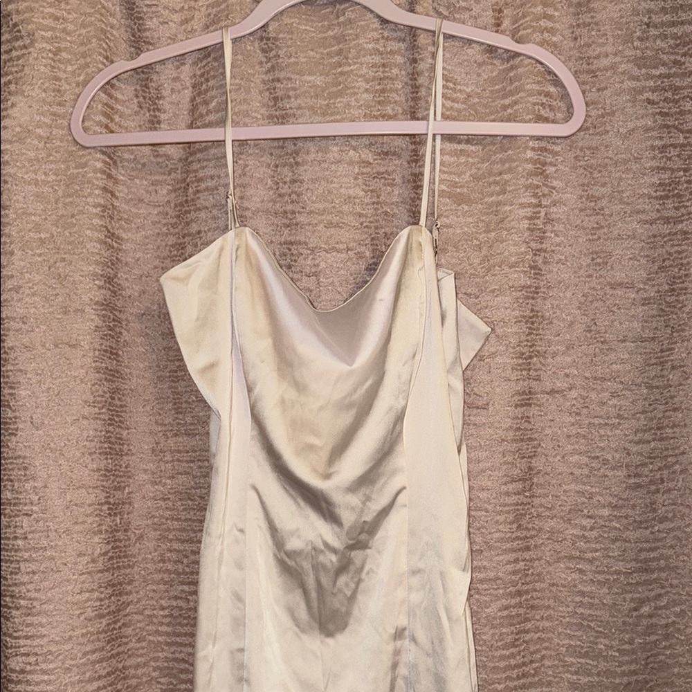 Aritzia Sun Deh Elegant Cream Satin Dress